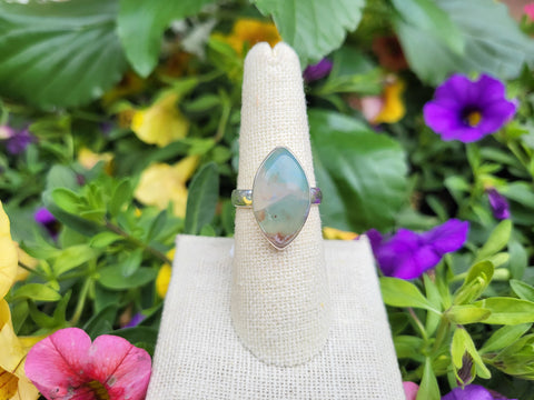 Aqua Chrysophase Sterling Silver Marquise Ring