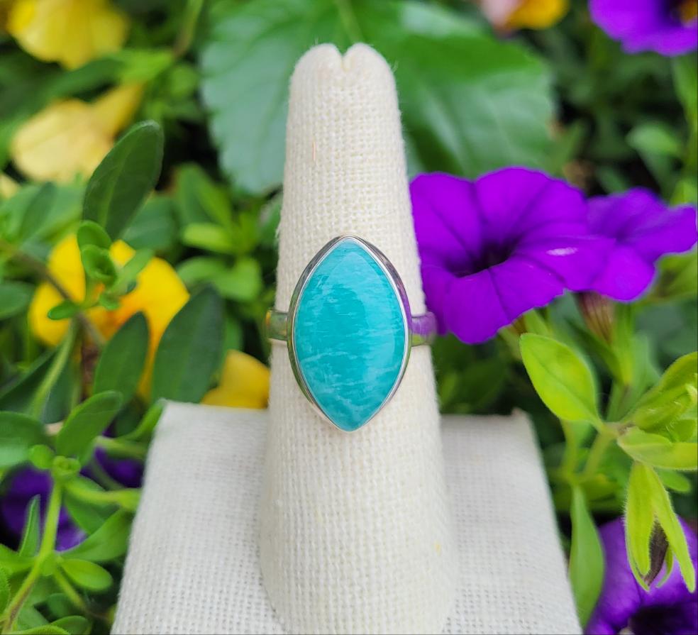 Amazonite Sterling Silver Marquise Ring
