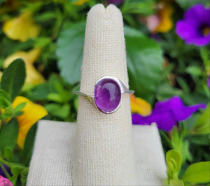 Amethyst Sterling Silver Oval Ring