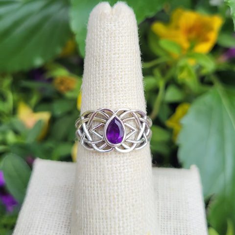 Amethyst Sterling Silver Celtic Knot Ring