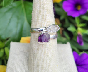 Amethyst and Herkimer Diamond Sterling Silver Rings