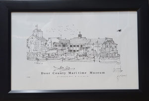 “Door County Maritime Museum” - Framed Printed Sketch (13x19”) by David Robillard