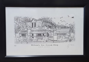 “Wilson’s Ice Cream Shop” - Framed Printed Sketch (13x19”) by David Robillard