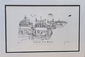 “Towing Tug Boats” - Printed Sketch (13x19”) by David Robillard