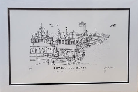 “Towing Tug Boats” - Printed Sketch (13x19”) by David Robillard