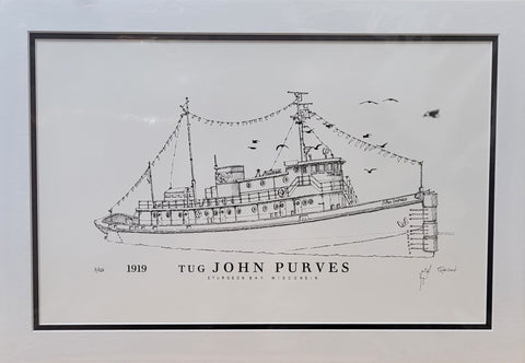 “Tug John Purves” - Printed Sketch (13x19”) by David Robillard