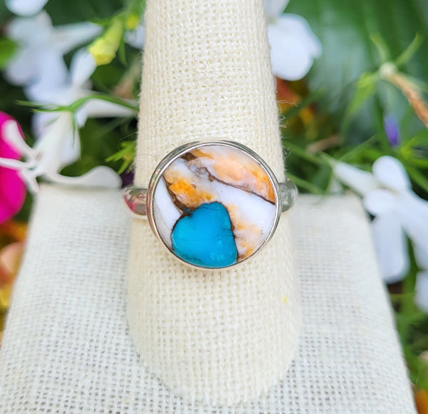 Spiny Oyster Turquoise Sterling Silver Ring