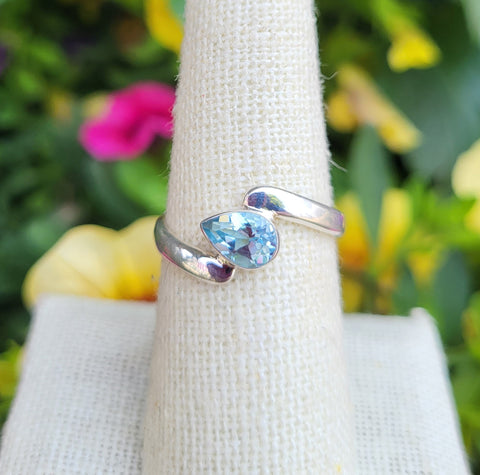 Blue Topaz Sterling Silver Bypass Ring