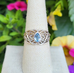 Blue Topaz Sterling Silver Celtic Knot Rings