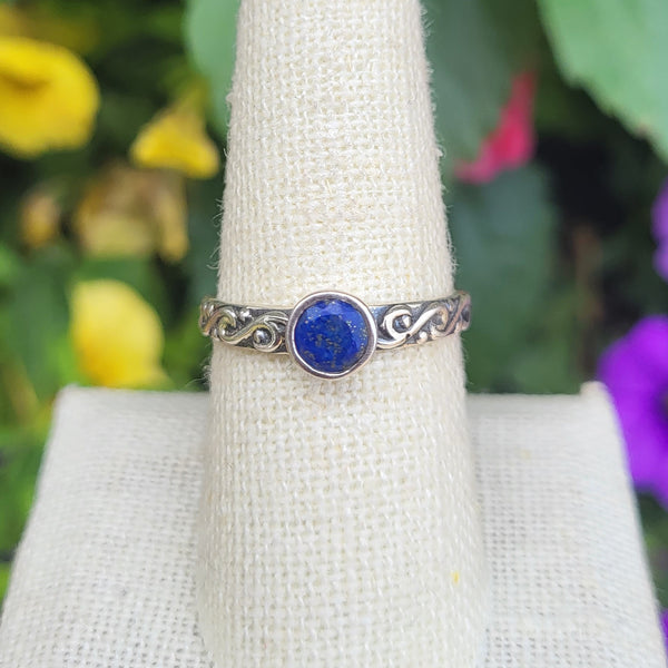 Lapis Lazuli Sterling Silver Celtic Band Rings