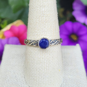 Lapis Lazuli Sterling Silver Celtic Band Rings