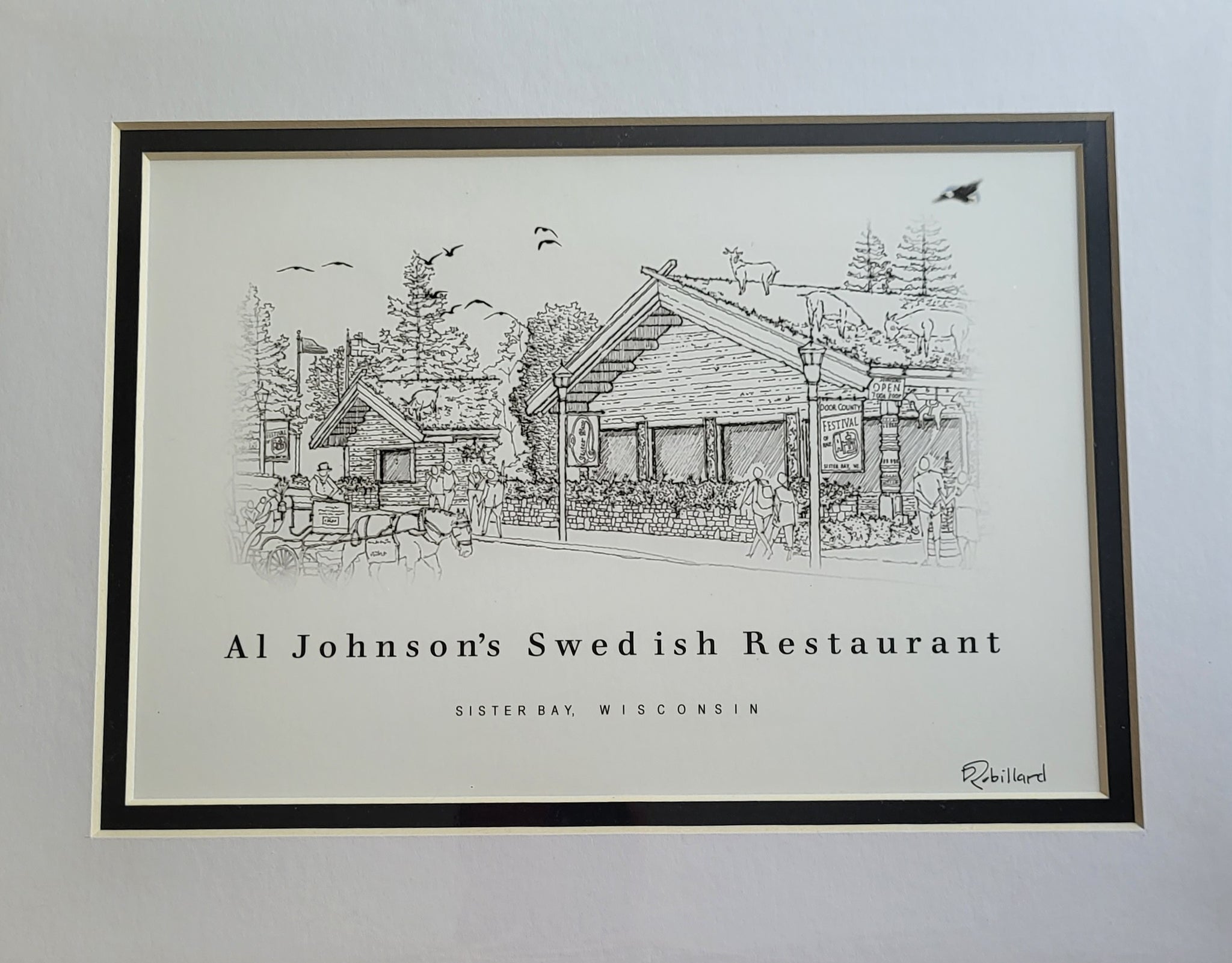 “Al Johnson’s Swedish Restaurant” - Printed Sketch (8.5x11”) by David Robillard #70R
