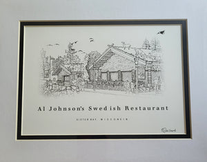 “Al Johnson’s Swedish Restaurant” - Printed Sketch (8.5x11”) by David Robillard
