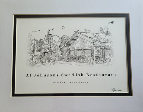 “Al Johnson’s Swedish Restaurant” - Printed Sketch (8.5x11”) by David Robillard #70R