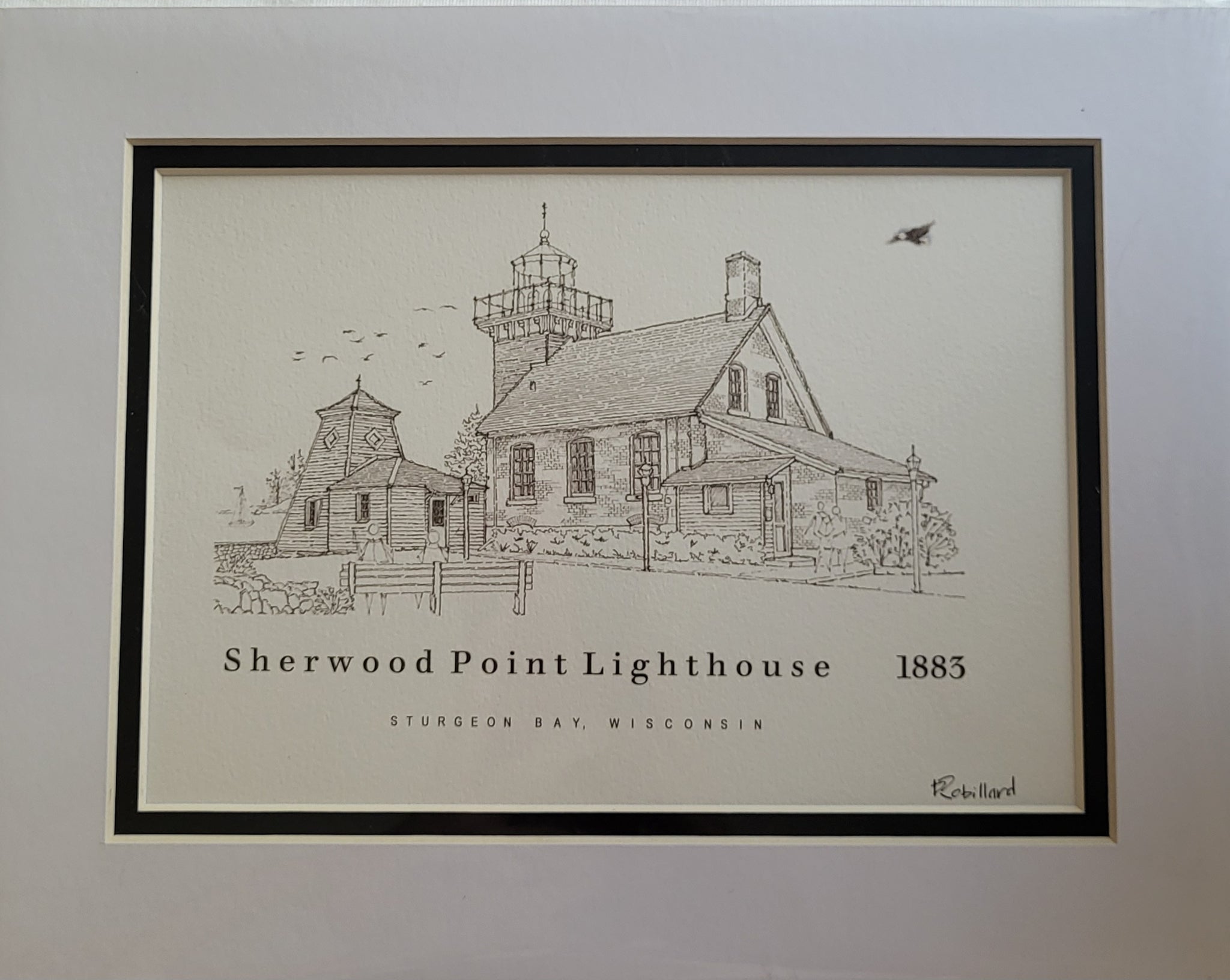 “Sherwood Point Lighthouse” - Printed Sketch (8.5x11”) by David Robillard