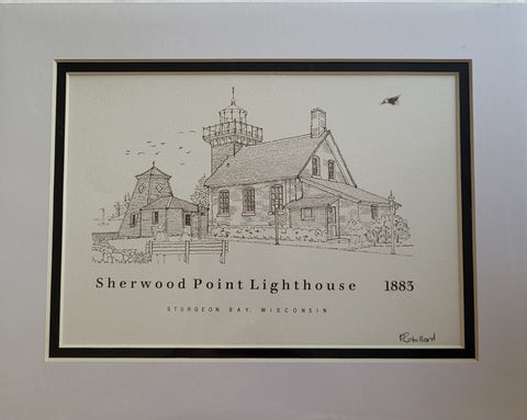 “Sherwood Point Lighthouse” - Printed Sketch (13x19”) by David Robillard #90