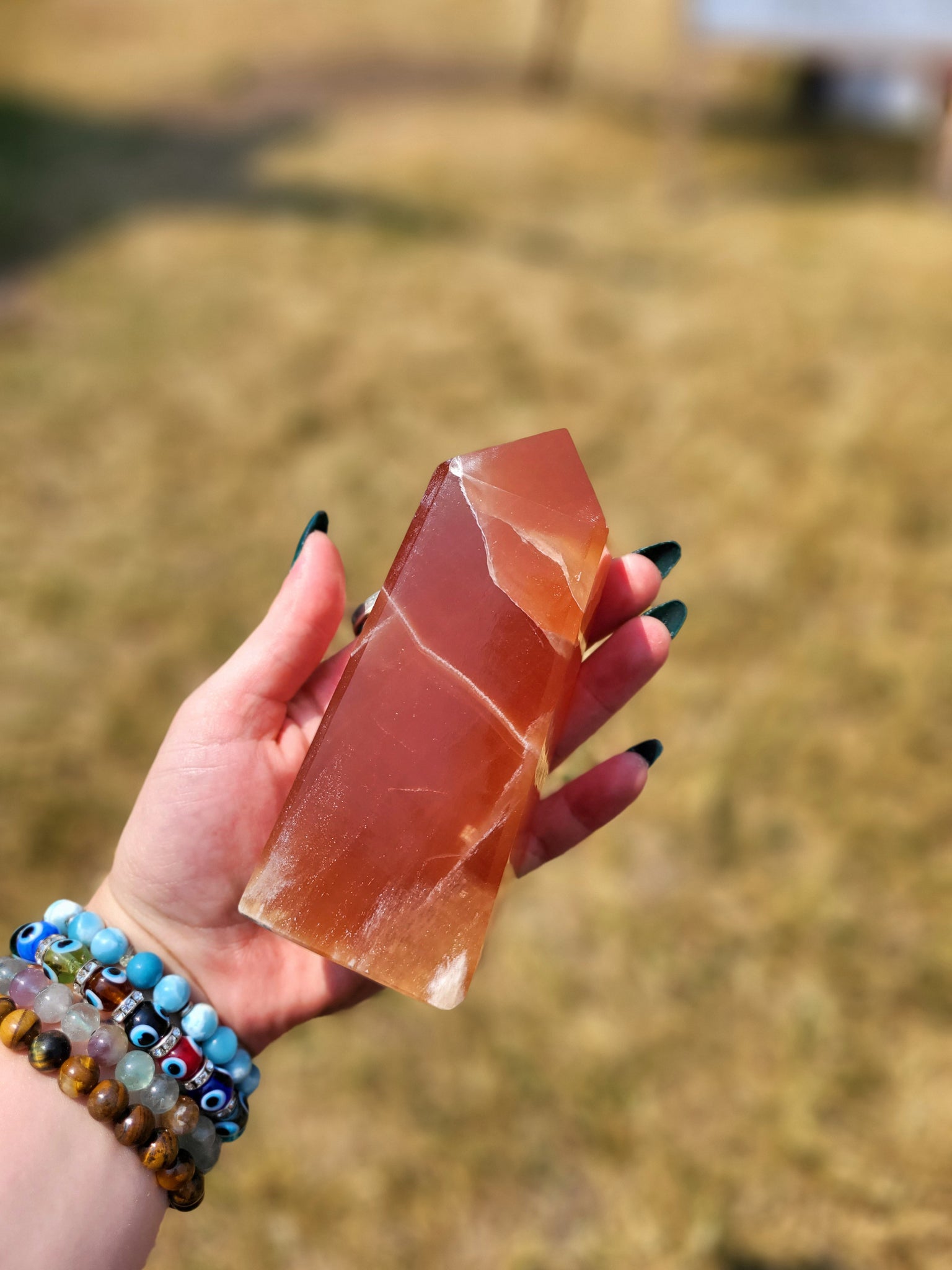 Polished Peach Calcite Tower