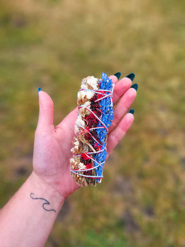 Shasta Blue Sage with Red Sinuata, White Sinuata, & Sudan Blue (3-4 inch)