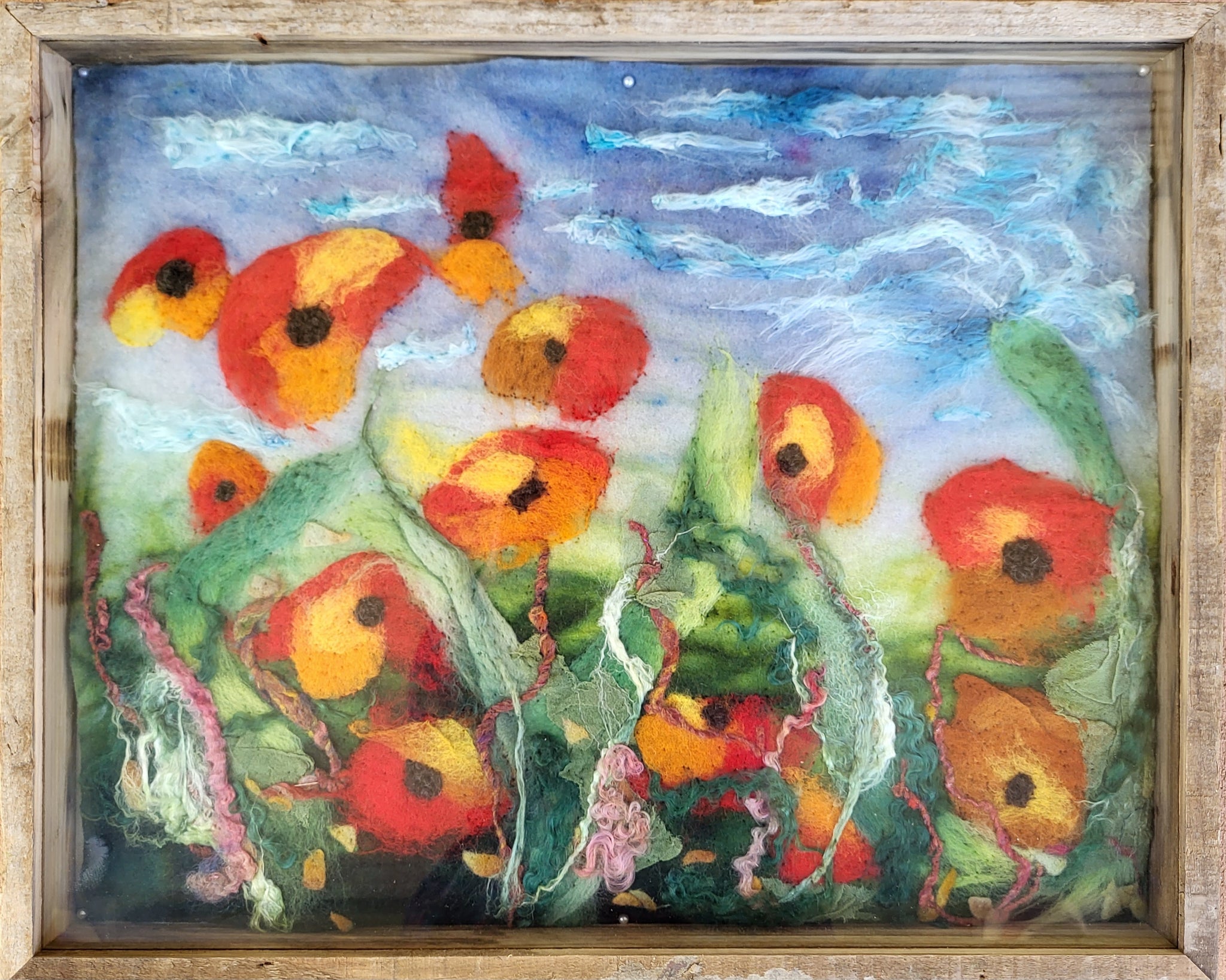 “Poppies" - 16x20 Original Felt Painting by Nicole Herbst