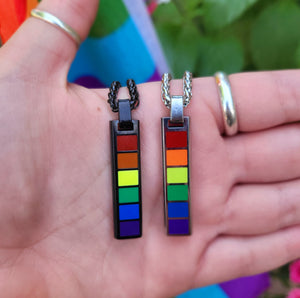 Rainbow LGBTQ Pride Bar Pendant Necklace
