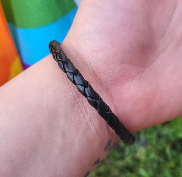 Leather Asexual Pride Bracelet
