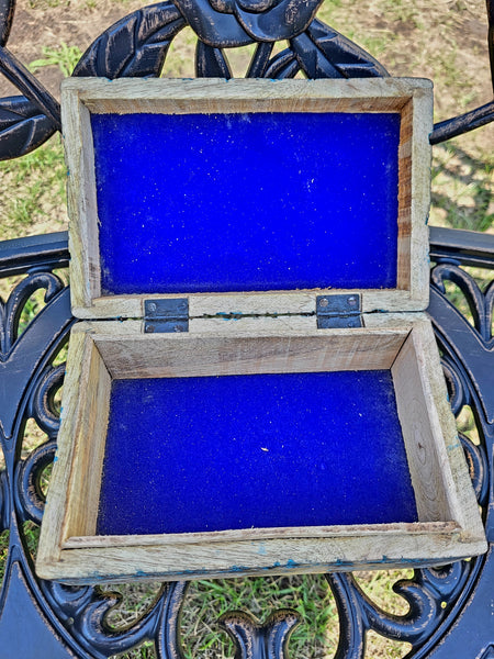 Wooden Treasure Box - Blue Celtic Knot
