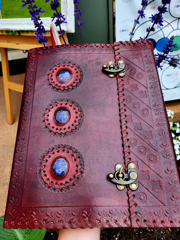 Leather Paper Journal with Lapis Lazuli Gems