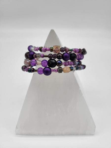 Illusion Bracelet Purple Confetti Beads by Nikkie Howard