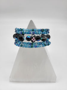 Illusion Bracelet Blue Black Beads by Nikkie Howard