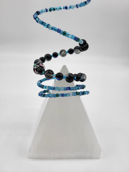 Illusion Bracelet Blue Black Beads by Nikkie Howard