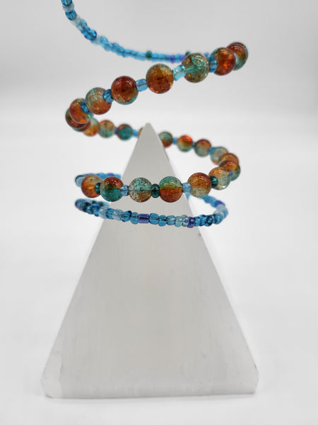 Illusion Bracelet Blue Orange Beads by Nikkie Howard