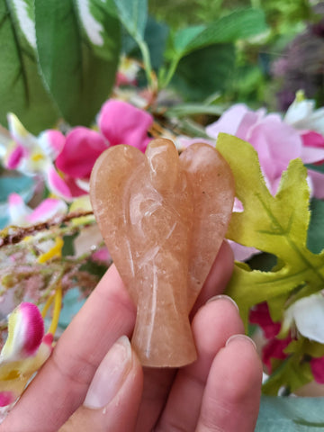 Peach Aventurine Angel Carvings