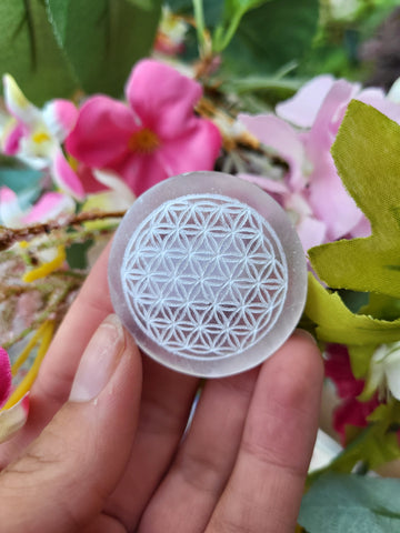 Etched Selenite Flower of Life