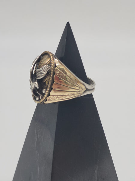 Sterling Silver Oval Eagle Ring - Size 13 - Marcia Nickols