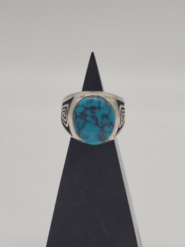 Sterling Silver Turquoise Ring - Size 11.5 - Marcia Nickols