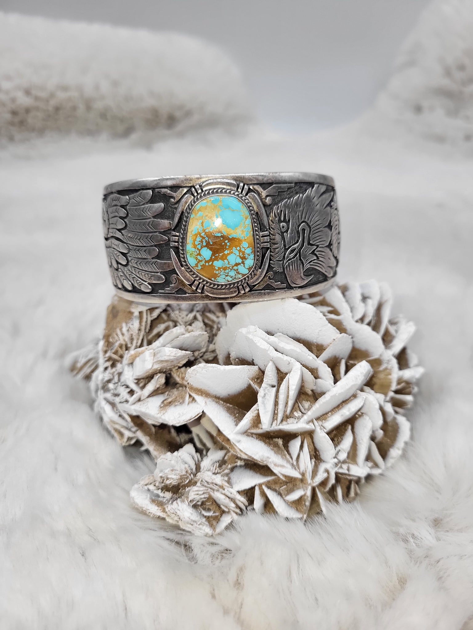 Sterling Eagle Turquoise Cuff - Marcia Nickols