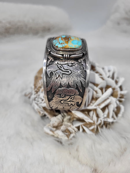 Sterling Eagle Turquoise Cuff - Marcia Nickols