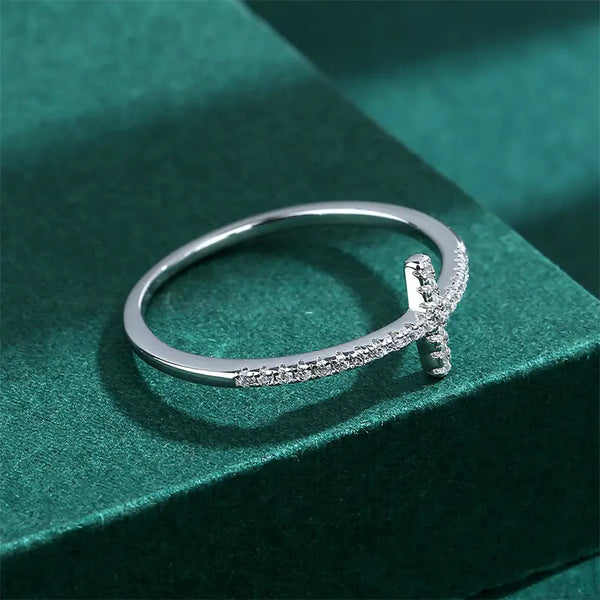 Moissanite Sterling Silver Cross Engagement Ring