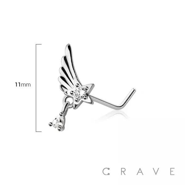 Star Wing 316L Surgical Steel L Shape Nose Stud