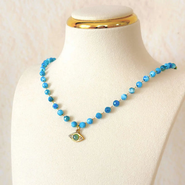 Blue Lace Agate Evil Eye Necklace