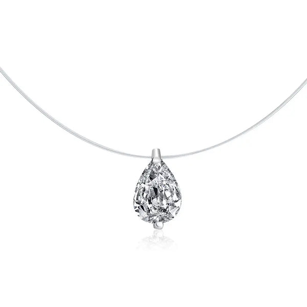 Pear Cut Moissanite Wedding Necklace in 925 Sterling Silver