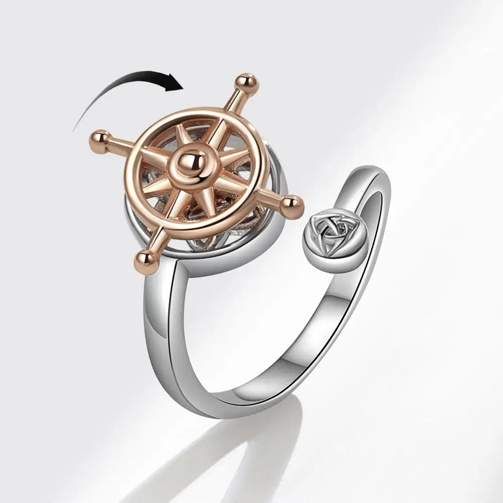 Rudder Compass Adjustable Fidget Spinner Ring