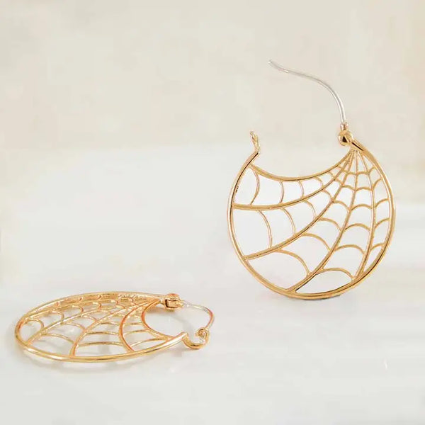 Bronze Spiderweb Hoop Earrings