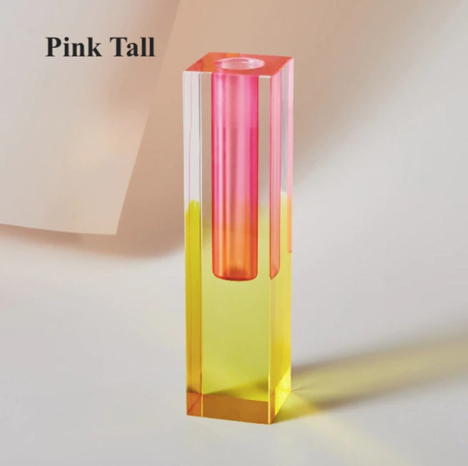 Acrylic Crystal Rainbow Color Bud Vase