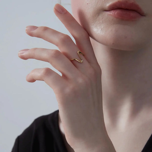 Ocean Sea Wave Beach Stacking Ring in 925 Sterling Silver