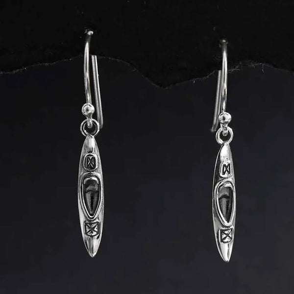 Sterling Silver Kayak Dangle Earrings 31x4mm