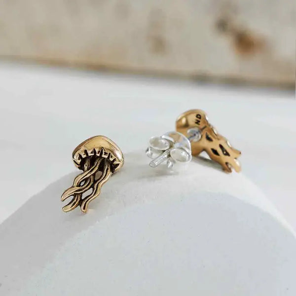 Bronze Jellyfish Post Earrings