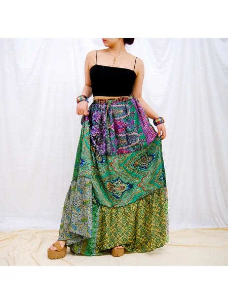 Flowy Tiered Patchwork Skirt