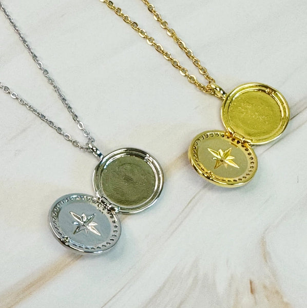 Shine Compass Necklace Open Locket - Ellison + Young