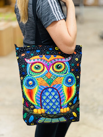 Cotton Tote Bag - Owl Print